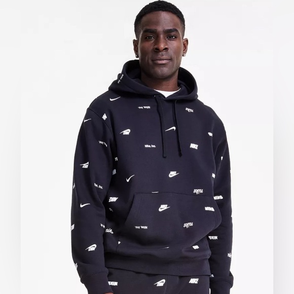 Nike Other - Nike Men's Club Fleece Allover Print Black Hoodie
Size Small